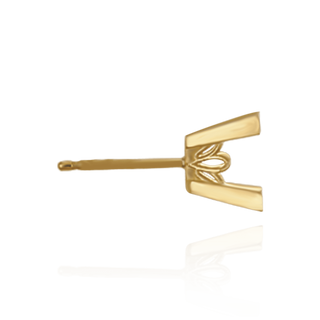 14K Gold Square V-End Filigree Earrings with Push Post