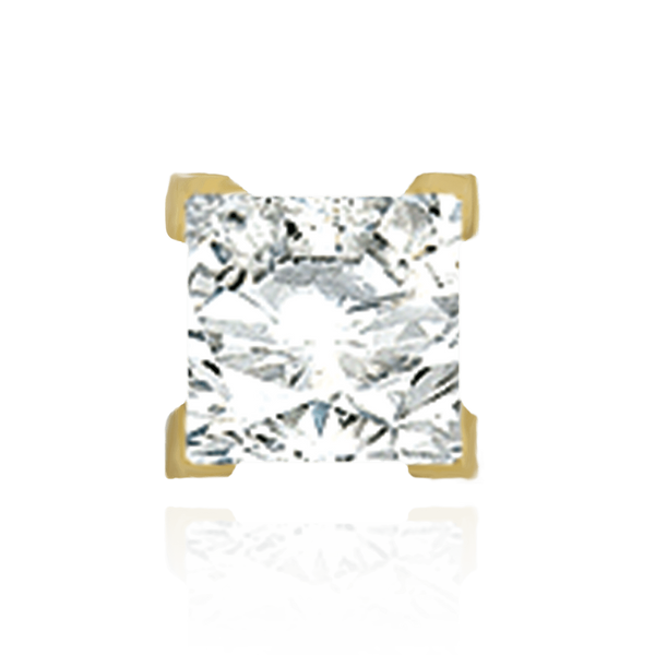 14K Gold Square V-End Filigree Earrings with Push Post