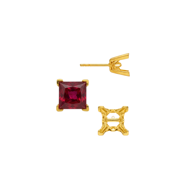 Square V-End Filigree Earrings with Push Post