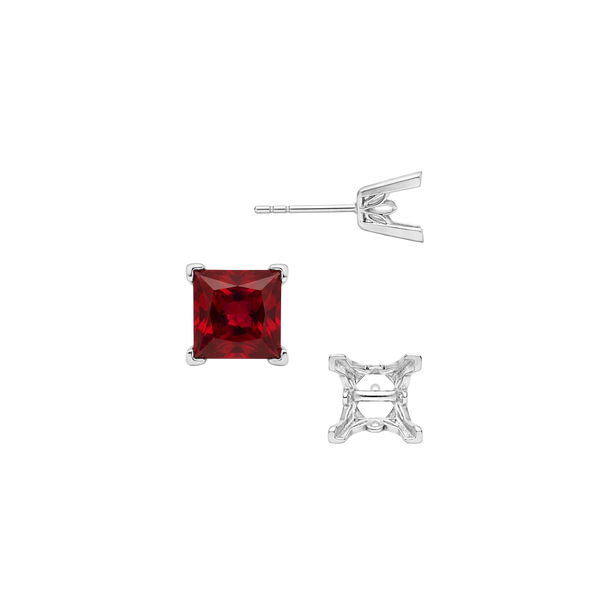 Square V-End Filigree Earrings with Push Post