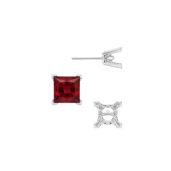 Square V-End Filigree Earrings with Push Post