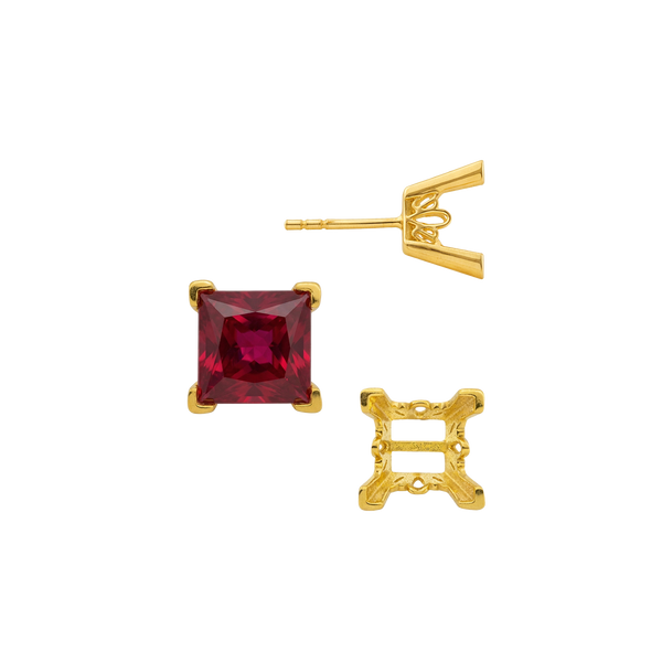 Square V-End Filigree Earrings with Push Post