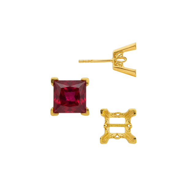 Square V-End Filigree Earrings with Push Post