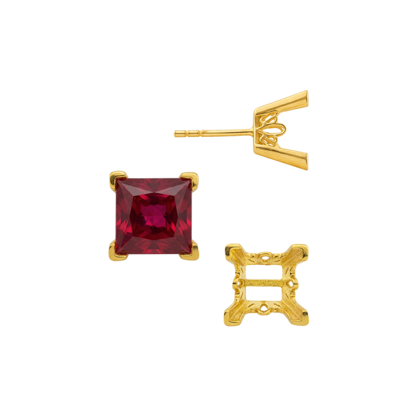 Square V-End Filigree Earrings with Push Post