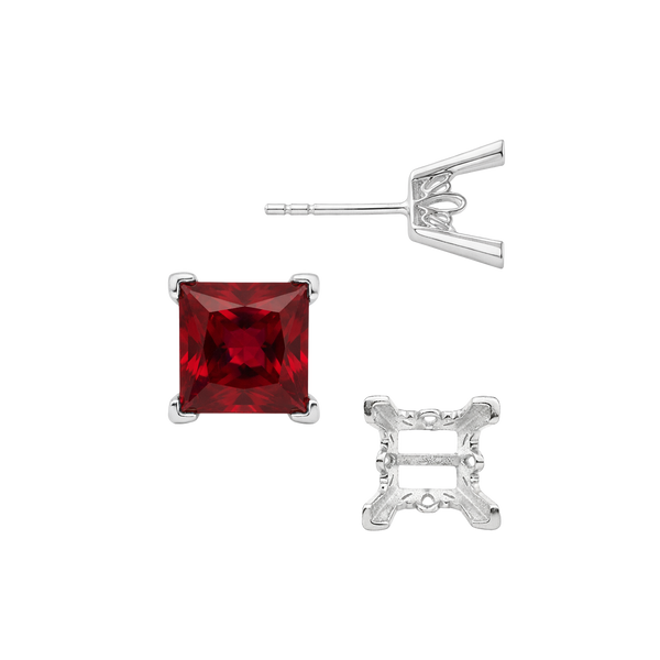 Square V-End Filigree Earrings with Push Post