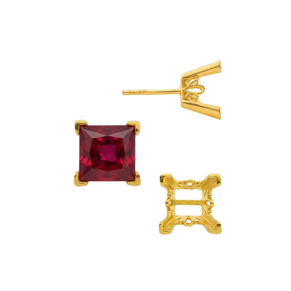 Square V-End Filigree Earrings with Push Post