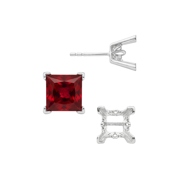 Square V-End Filigree Earrings with Push Post