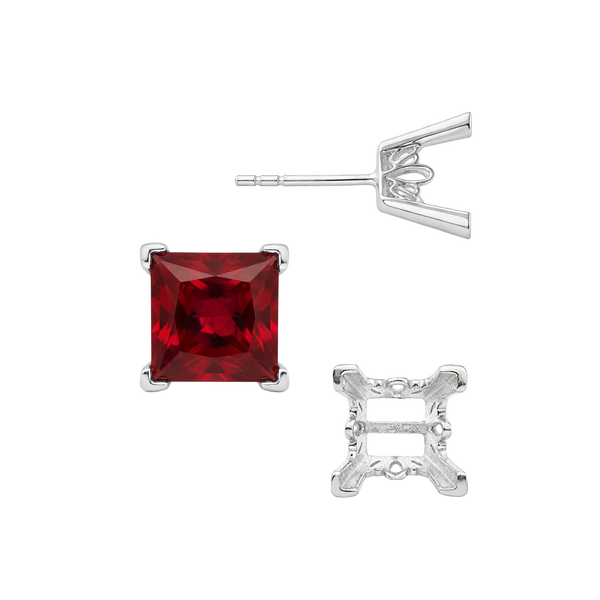 Square V-End Filigree Earrings with Push Post