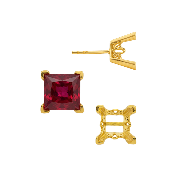 Square V-End Filigree Earrings with Push Post