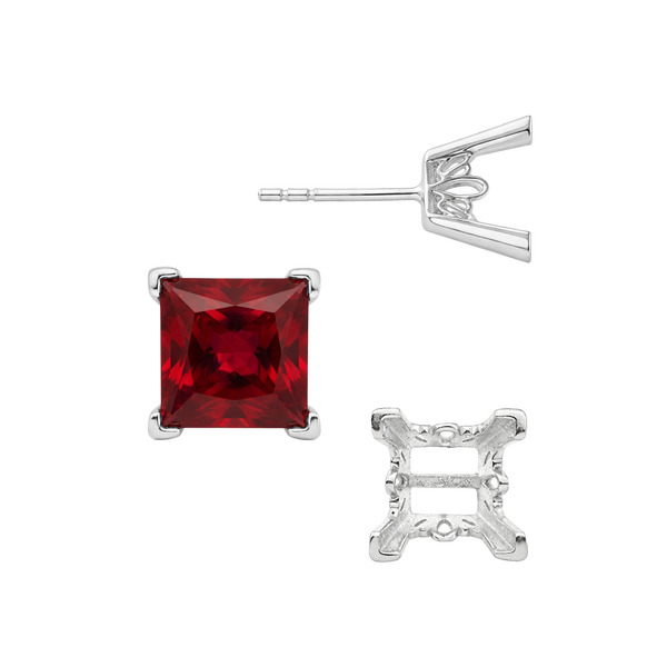 Square V-End Filigree Earrings with Push Post