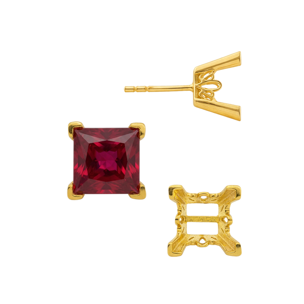 Square V-End Filigree Earrings with Push Post