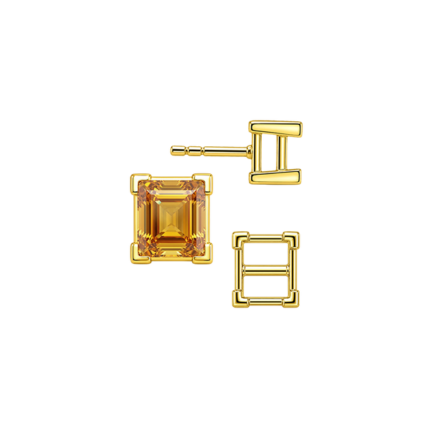 Square V-End Basket Earrings with Push Post