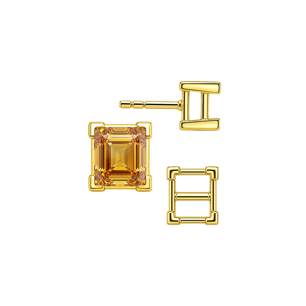 Square V-End Basket Earrings with Push Post