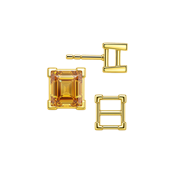 Square V-End Basket Earrings with Push Post
