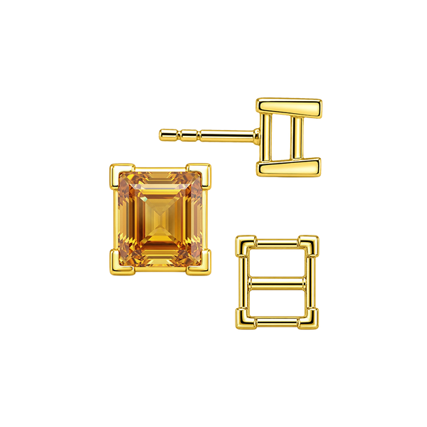Square V-End Basket Earrings with Push Post
