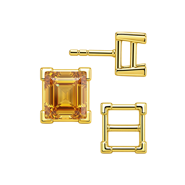 Square V-End Basket Earrings with Push Post