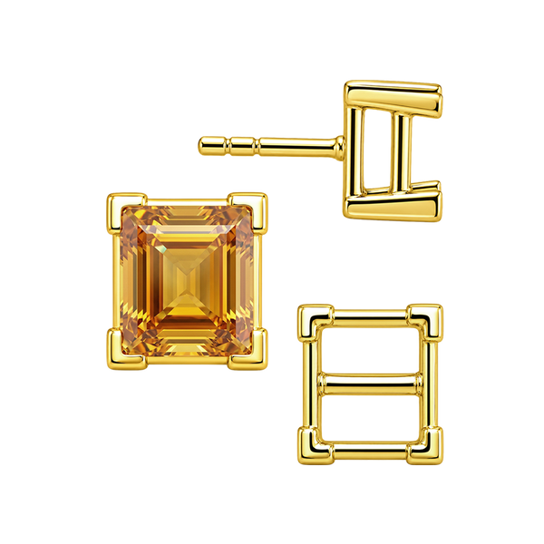 Square V-End Basket Earrings with Push Post