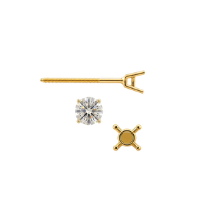 Round Four Prong Standard Weight Basket Earrings with Screw Post