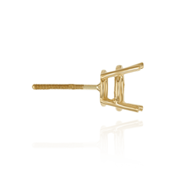 14K Gold, 18K Round Four Prong Standard Weight Basket Earrings with Screw Post