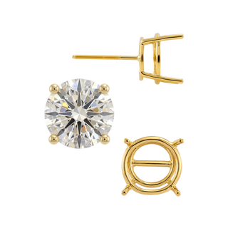 Round Four Prong Standard Weight Basket Earrings with Screw Post