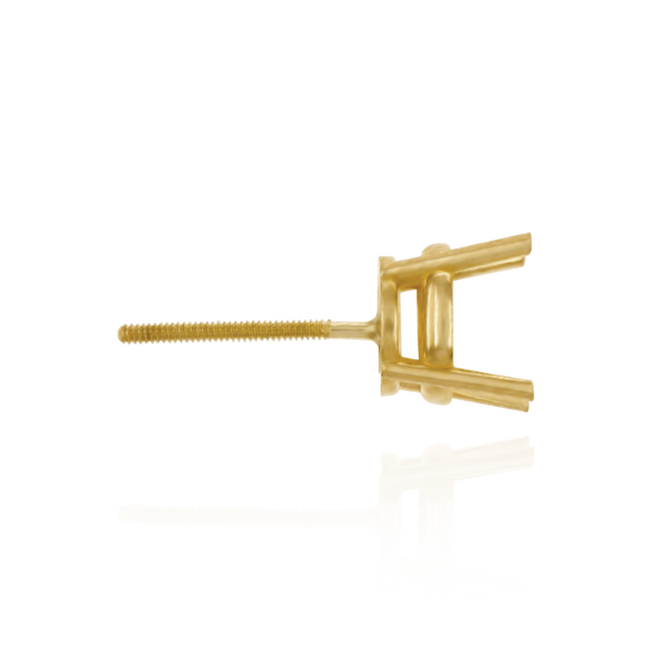 14K Gold Round Four Prong Medium Weight Basket Earrings with Screw Post