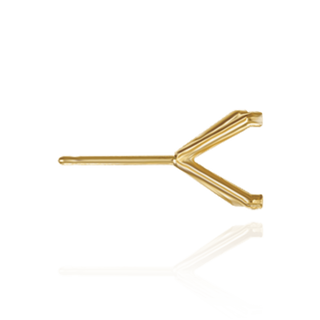 14K Gold Round Four Prong Martini Style Earrings with Push Post