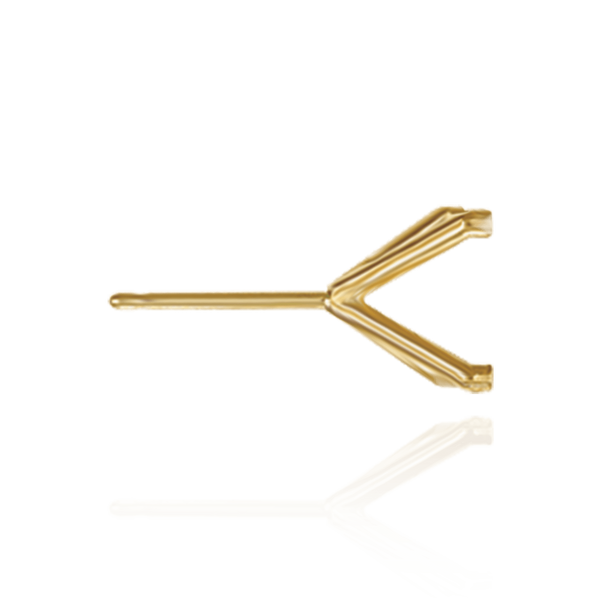 14K Gold Round Four Prong Martini Style Earrings with Push Post