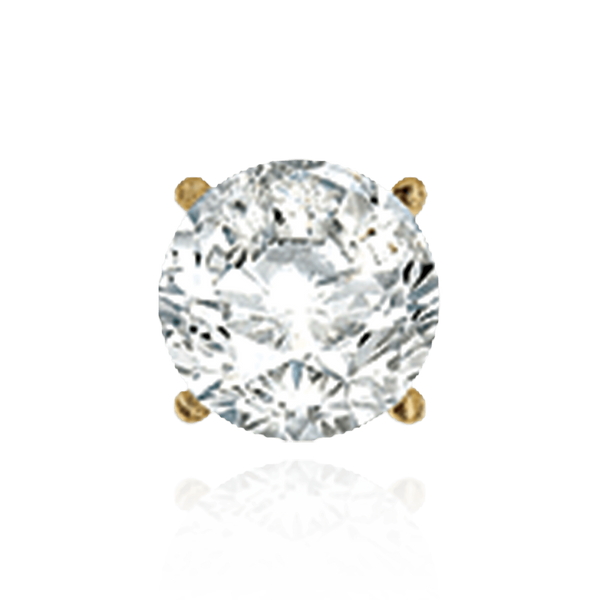 14K Gold Round Four Prong Martini Style Earrings with Push Post