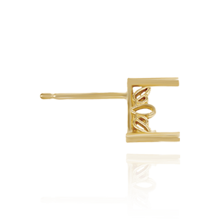 14K Gold Triangle Filigree Earrings with Push Post