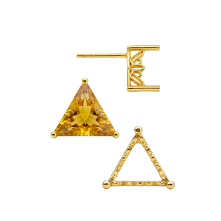 14K Gold Triangle Filigree Earrings with Push Post