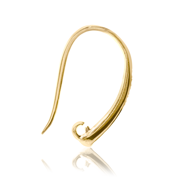 Shepherd Hook with 6 mm Pearl Cup and Diamonds (19 x 12 mm) (Pearl Not Included)