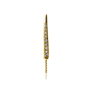 Shepherd Hook with 6 mm Pearl Cup and Diamonds (19 x 12 mm) (Pearl Not Included)