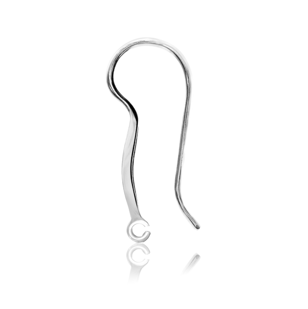 Shepherd Hook with 6 mm Pearl Cup and Diamonds (23 x 9 mm) (Pearl Not Included)