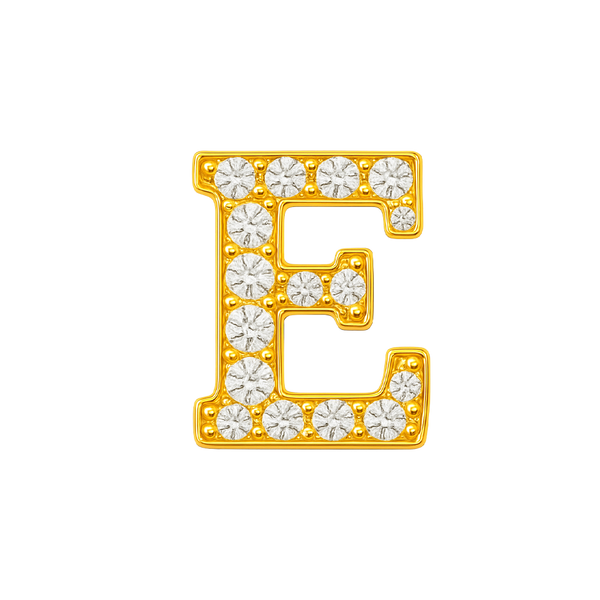 Large Initial Charm with Natural Diamonds Finding in 14K Gold (8 mm)