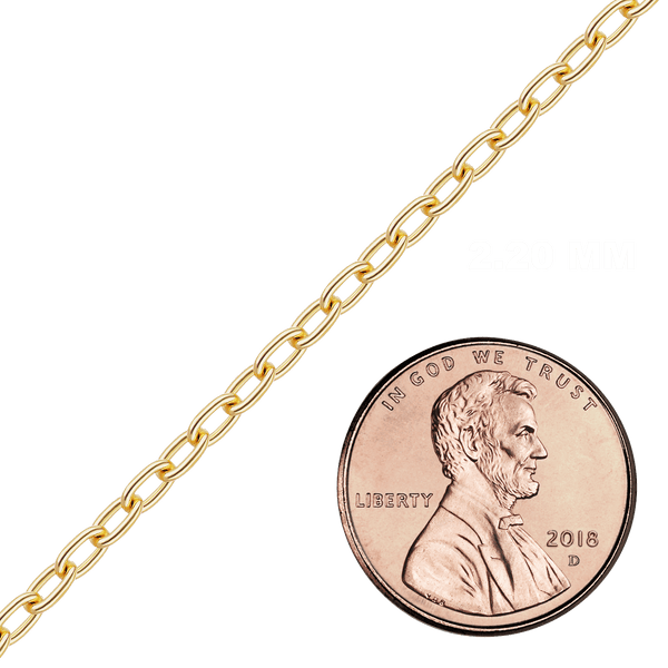 Bulk / Spooled Elongated Cable Chain in 14K & 18K Yellow Gold (0.85 mm - 5.90 mm)