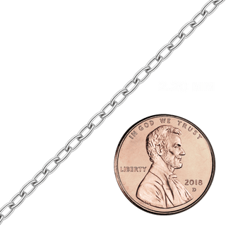 Bulk / Spooled Elongated Cable Chain in 14K White Gold (2.20 mm)