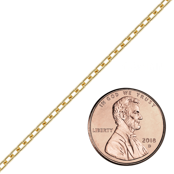 Bulk / Spooled Elongated Cable Chain in 14K & 18K Yellow Gold (0.85 mm - 5.90 mm)