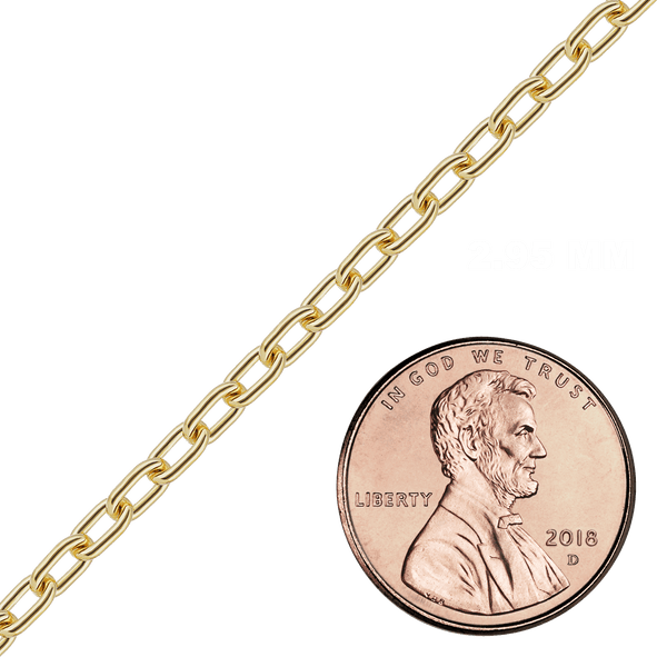 Bulk / Spooled Elongated Cable Chain in 14K & 18K Yellow Gold (0.85 mm - 5.90 mm)