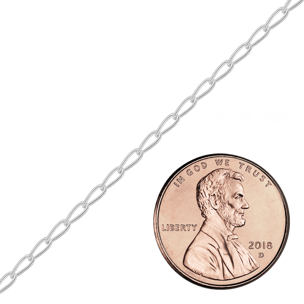 Bulk / Spooled Elongated Curb Cable Chain in Sterling Silver (1.40 mm - 3.30 mm)