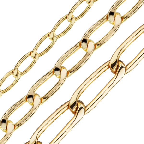 Bulk / Spooled Elongated Flat Curb Chain in 14K Gold-Filled (2.90 mm - 5.10 mm)