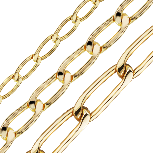 Bulk / Spooled Elongated Curb Chain in 14K Gold-Filled (2.90 mm - 5.10 mm)