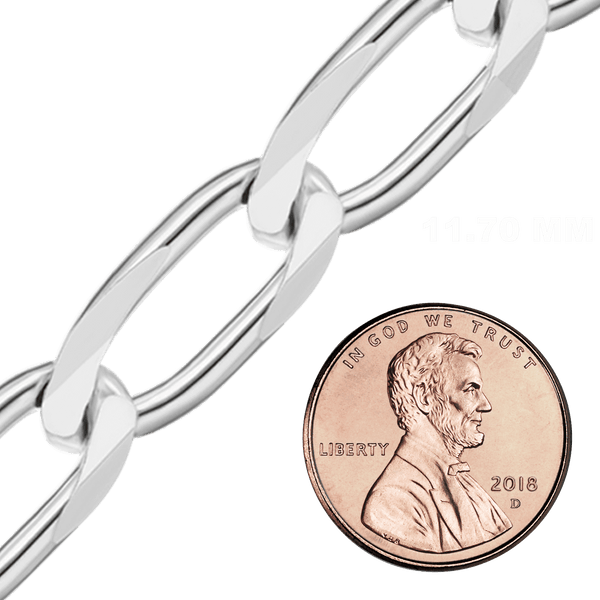 Bulk / Spooled Elongated Curb Chain in Sterling Silver (1.80 mm - 11.70 mm)