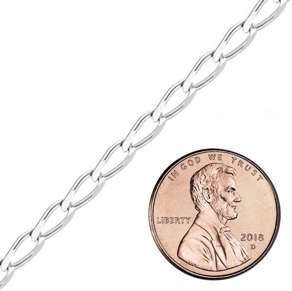 Bulk / Spooled Elongated Curb Chain in Sterling Silver (1.20 mm - 11.70 mm)