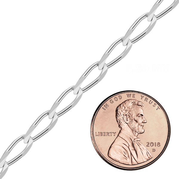 Bulk / Spooled Elongated Curb Chain in Sterling Silver (1.80 mm - 11.70 mm)