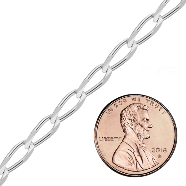 Bulk / Spooled Elongated Curb Chain in Sterling Silver (1.20 mm - 11.70 mm)