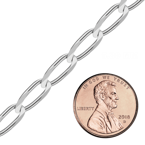 Bulk / Spooled Elongated Curb Chain in Sterling Silver (1.80 mm - 11.70 mm)