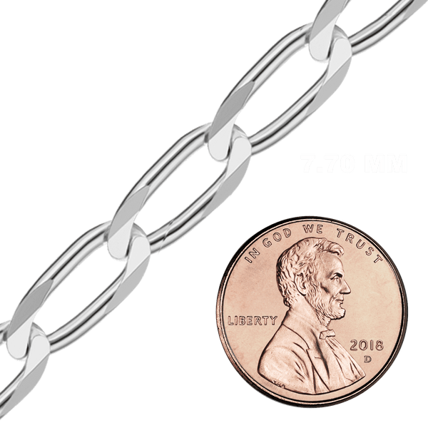 Bulk / Spooled Elongated Curb Chain in Sterling Silver (1.20 mm - 11.70 mm)