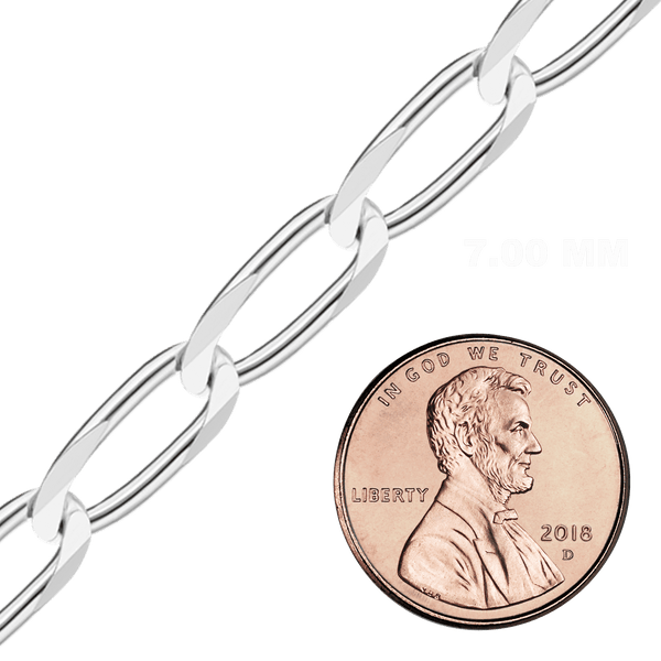 Bulk / Spooled Elongated Curb Chain in Sterling Silver (1.20 mm - 11.70 mm)