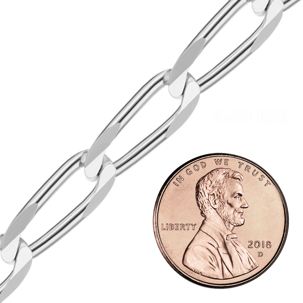 Bulk / Spooled Elongated Curb Chain in Sterling Silver (1.80 mm - 11.70 mm)
