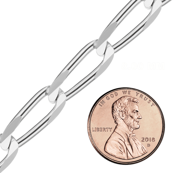 Bulk / Spooled Elongated Curb Chain in Sterling Silver (1.20 mm - 11.70 mm)